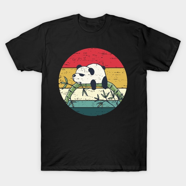 Funny Cute Panda Retro Sunset Distressed Vintage Rainbow Colors T-Shirt by ebayson74@gmail.com